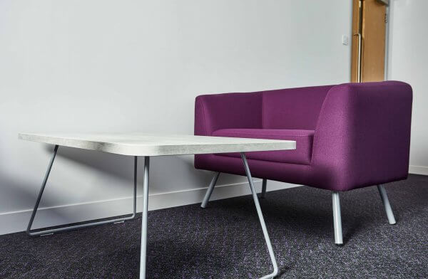 Sled Leg Lounge Table with Purple Armchair