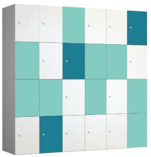 Four Compartment Lockers Turqouise Mint and White