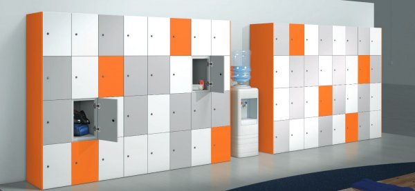 Locker Unit Grey White Orange