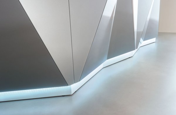 Alpa Reception desk illuminate kickplate close up