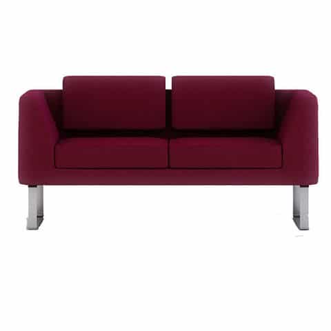 Alvier-Modern-Reception-Sofa-Red-with-Chrome-Sled-Legs