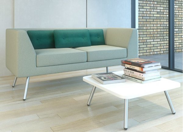 Alvier-Chrome-Tube-Leg-Reception-Sofa-Green-Cushions