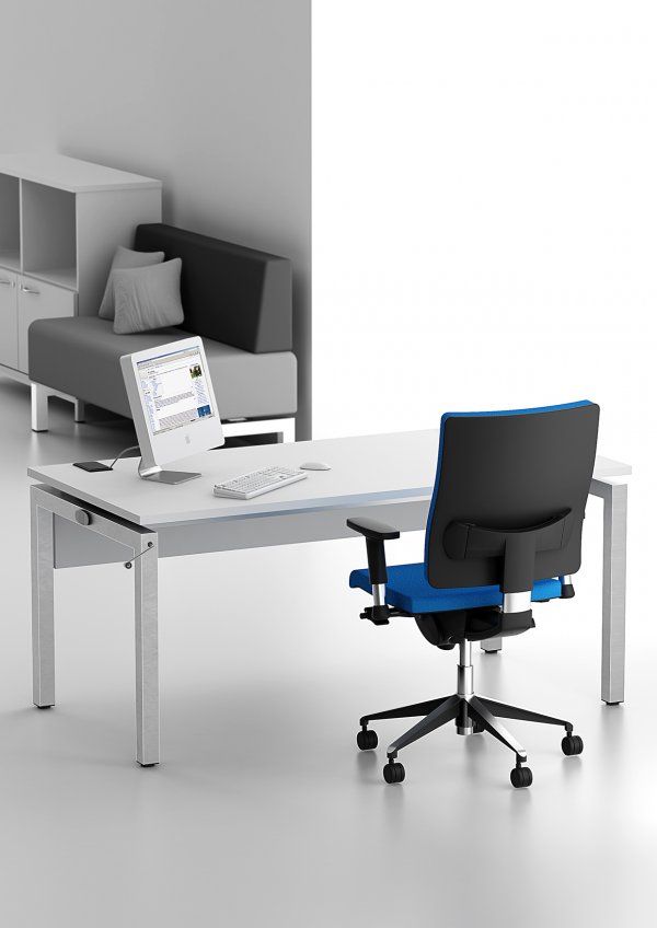 Bench² Manual-Height-Adjustable-Desks-Example-Set-Up-with-Blue-Chair