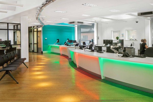 Bespoke Reception Counter with Coloured Lighting