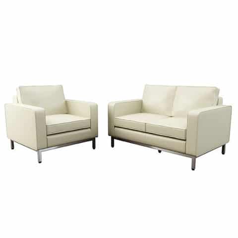 Clair-White-Leather-Reception-Sofa-with-Floating-Chrome-Frame