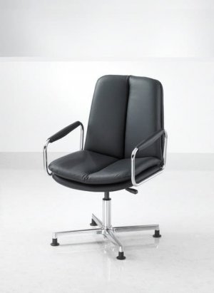 Ele-Black-Leather-Meeting-Chair-Swivel-Base