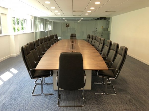 Faux Keather Chairs and Veneer Boardroom Table