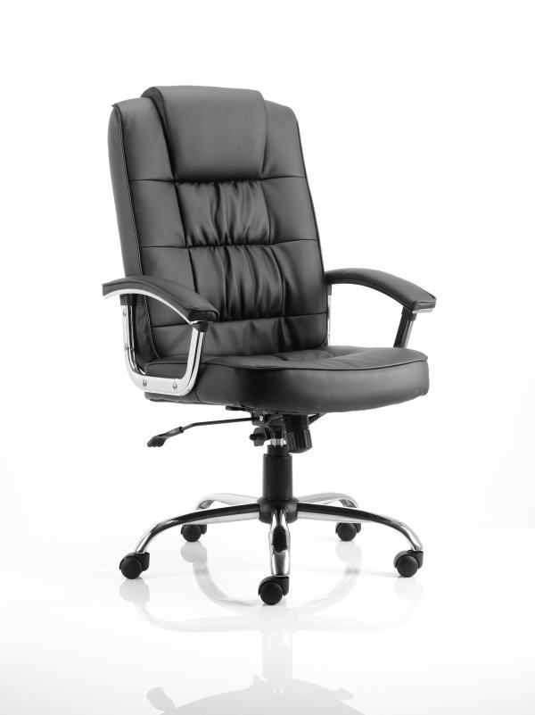 Moore Deluxe Black Leather Executive Chair with Arms
