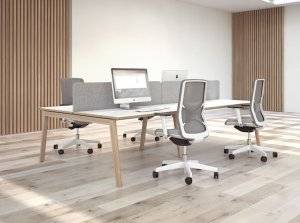 NOVA Wood Bench Desks In Situ