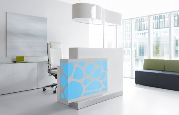 Organic Reception Desk RGBW Backlight Blue