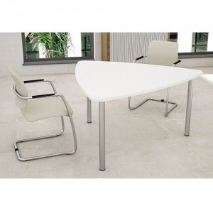 Plectra-White-Triangular-Top-Meeting-Table-Tubular-Legs