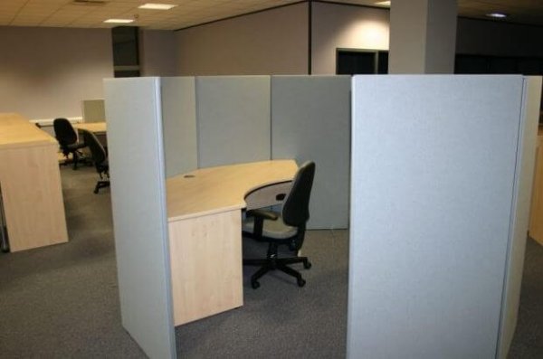 Floor Standing Office Screen Grey Fabric