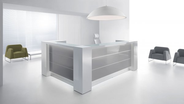 Valde Reception Desk White Straight Modules