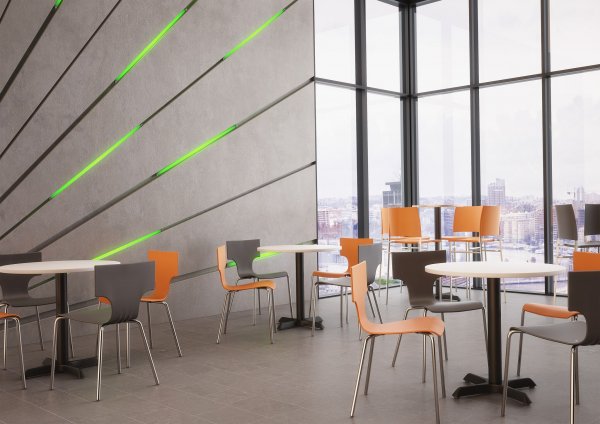 Modern Plastic Canteen Chairs Orange Grey