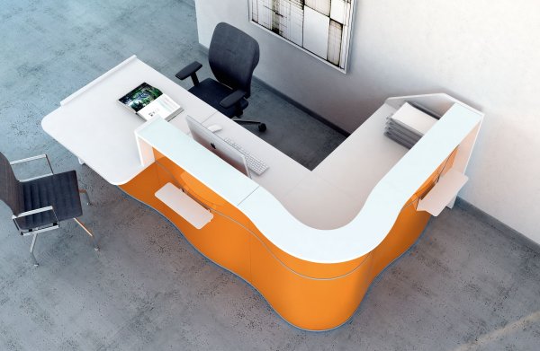 Wave Reception Desk Gloss Orange MDD